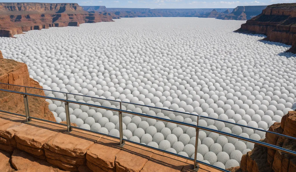 Proposed Grand Canyon safety measures - glass railing and foam balls.