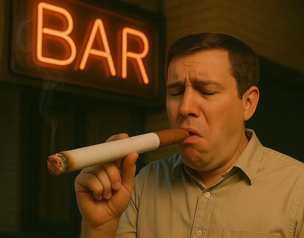 Man smoking cigar sized cigarette