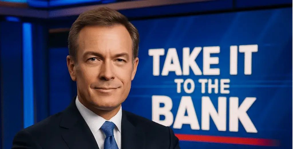 TV Anchor Todd Banks on set of his TV show "Take it to the Bank"